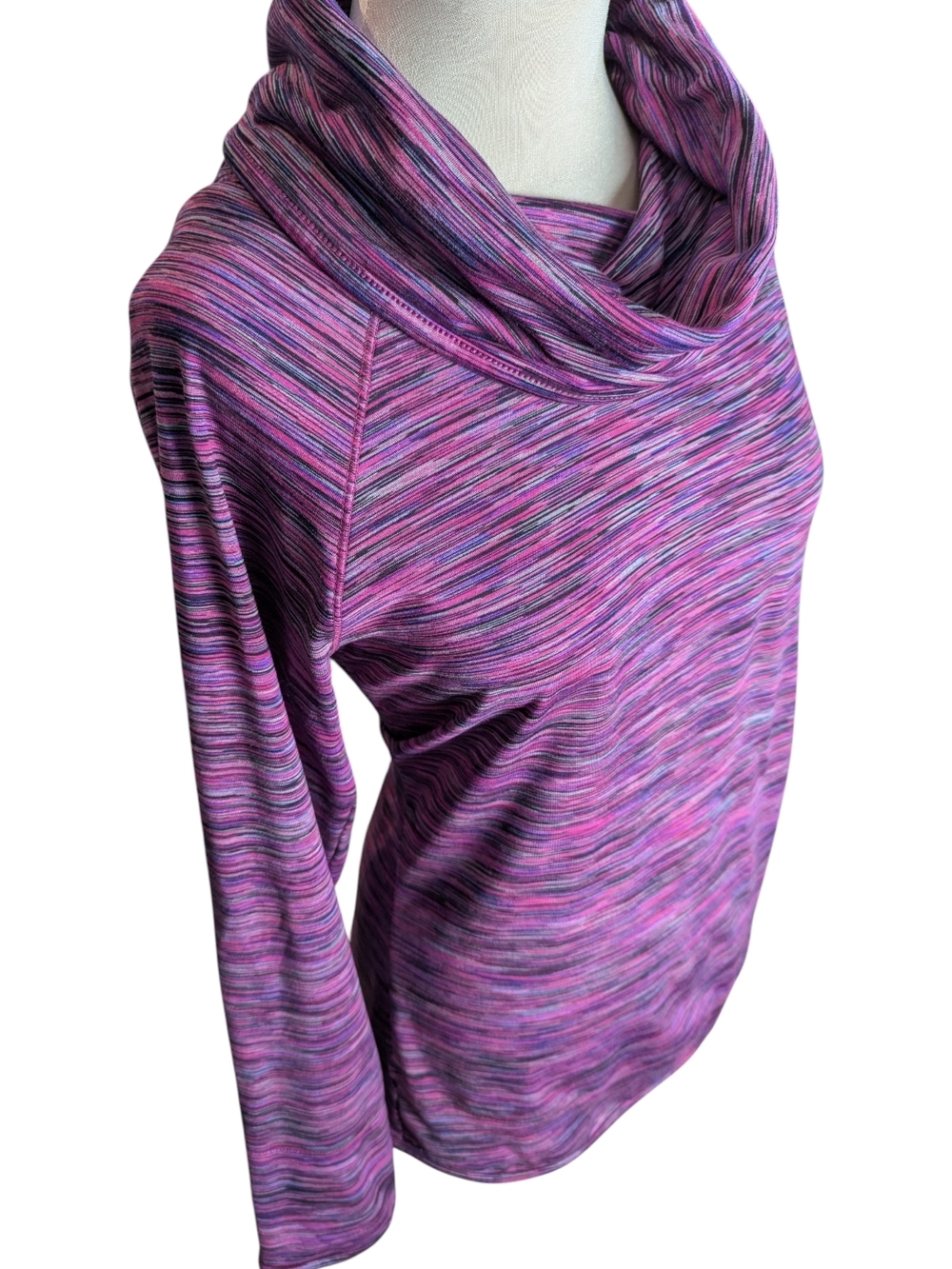 Andrew Marc Striped Purple and Pink Long Sleeve Performance Sweater Women's XL